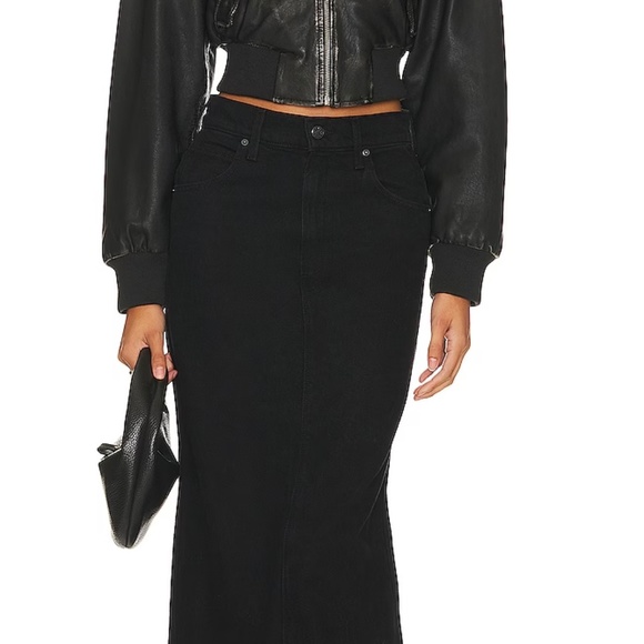 MOTHER SNACKS! The Candy Stick Denim Skirt Licorice Black